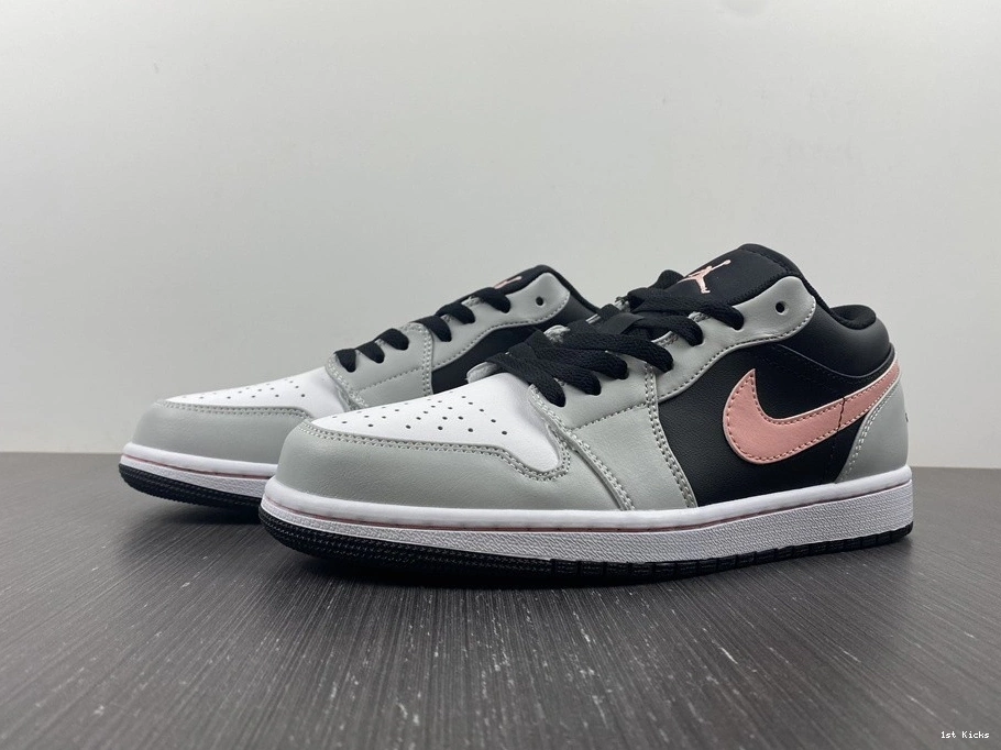 Jordan White 1 Black Grey Low 553558-062 Air Pink 0226